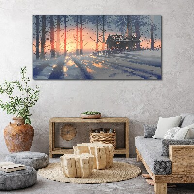 Winter morning in the forest Canvas wall art