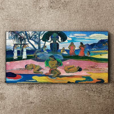 Tropical scene with characters Canvas wall art