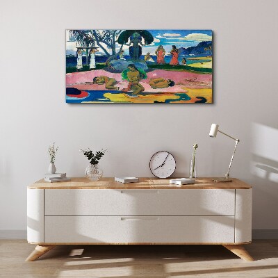 Tropical scene with characters Canvas wall art