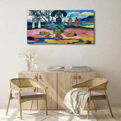 Tropical scene with characters Canvas wall art