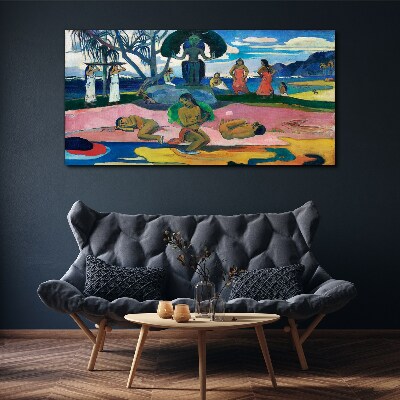Tropical scene with characters Canvas wall art