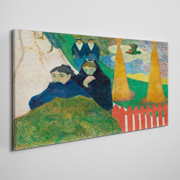 Green landscape with figures Print on canvas