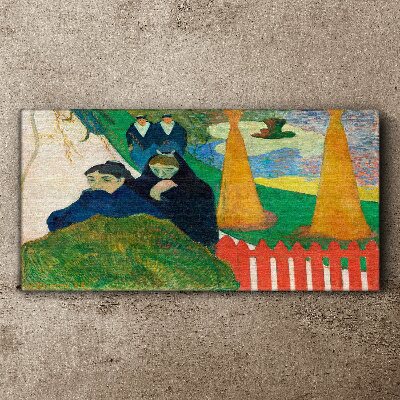 Green landscape with figures Print on canvas