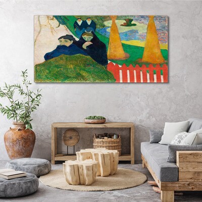 Green landscape with figures Print on canvas