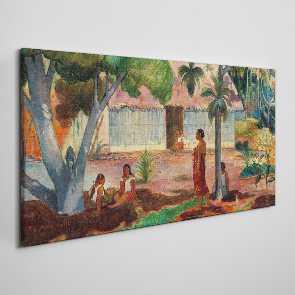 Tropical landscape with figures Print on canvas