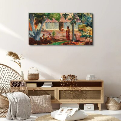 Tropical landscape with figures Print on canvas