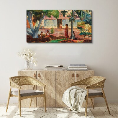 Tropical landscape with figures Print on canvas