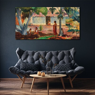 Tropical landscape with figures Print on canvas
