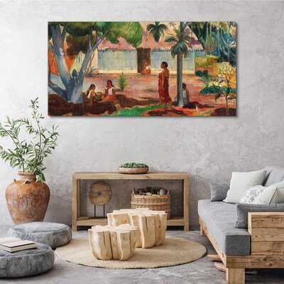 Tropical landscape with figures Print on canvas