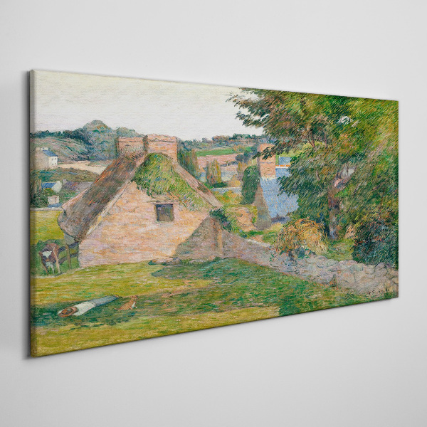 Rural scenery with cottages Print on canvas