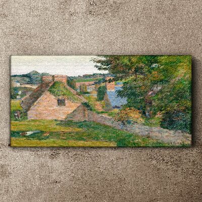 Rural scenery with cottages Print on canvas