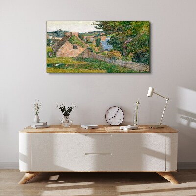 Rural scenery with cottages Print on canvas