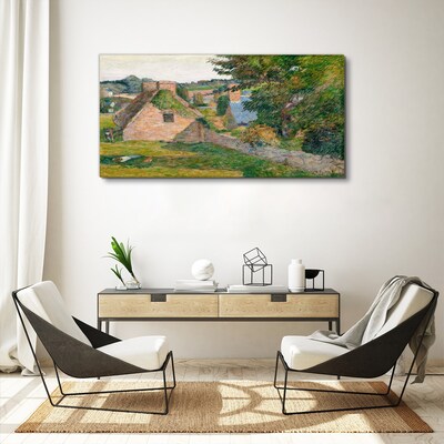Rural scenery with cottages Print on canvas