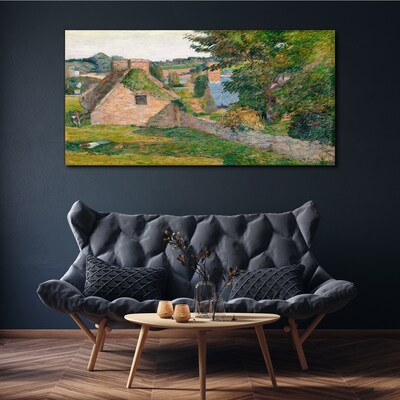 Rural scenery with cottages Print on canvas