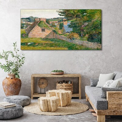 Rural scenery with cottages Print on canvas