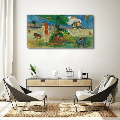 Paradise landscape with characters Print on canvas