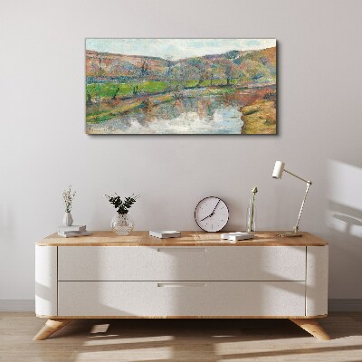A peaceful landscape by the river Print on canvas