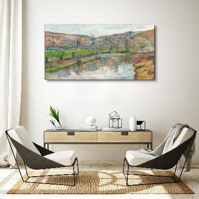 A peaceful landscape by the river Print on canvas