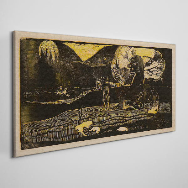 Golden landscapes and mysterious figures Canvas wall art
