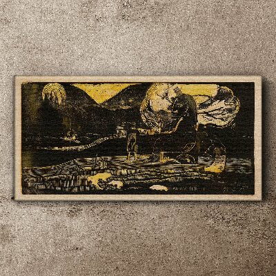 Golden landscapes and mysterious figures Canvas wall art