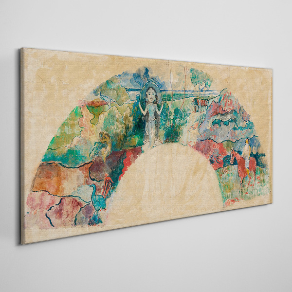 Colorful scene with a figure in a landscape Print on canvas