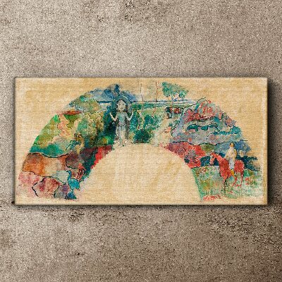 Colorful scene with a figure in a landscape Print on canvas