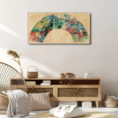 Colorful scene with a figure in a landscape Print on canvas