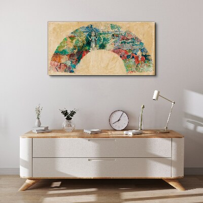 Colorful scene with a figure in a landscape Print on canvas