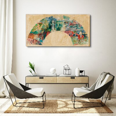 Colorful scene with a figure in a landscape Print on canvas