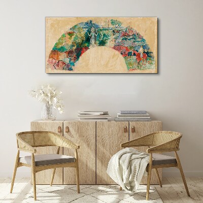 Colorful scene with a figure in a landscape Print on canvas