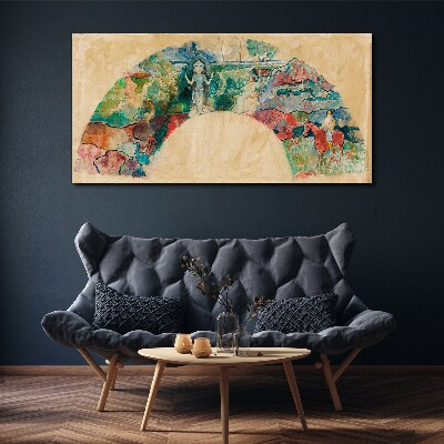 Colorful scene with a figure in a landscape Print on canvas