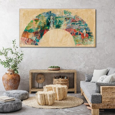 Colorful scene with a figure in a landscape Print on canvas