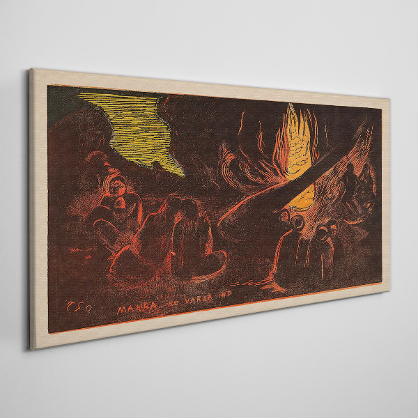 Gathering around the campfire Canvas wall art