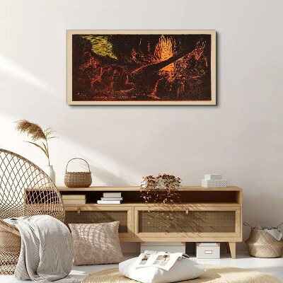 Gathering around the campfire Canvas wall art