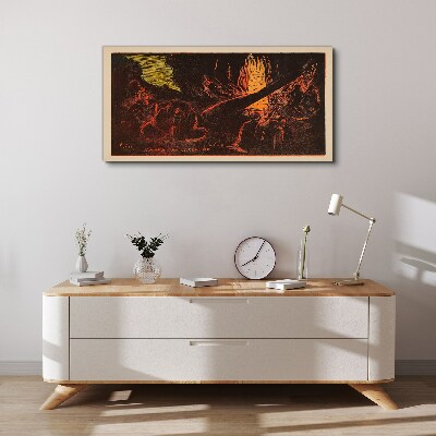Gathering around the campfire Canvas wall art