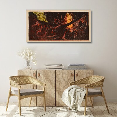 Gathering around the campfire Canvas wall art