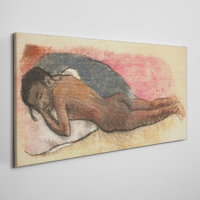 Sleeping figure on a pillow Print on canvas