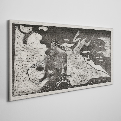 A figure against a background of abstract shapes Print on canvas