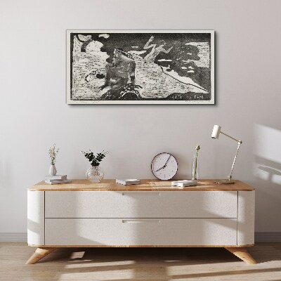 A figure against a background of abstract shapes Print on canvas