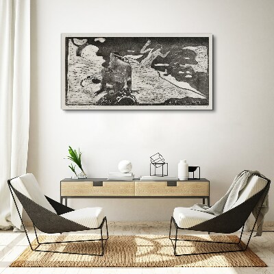 A figure against a background of abstract shapes Print on canvas