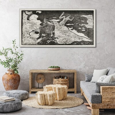 A figure against a background of abstract shapes Print on canvas