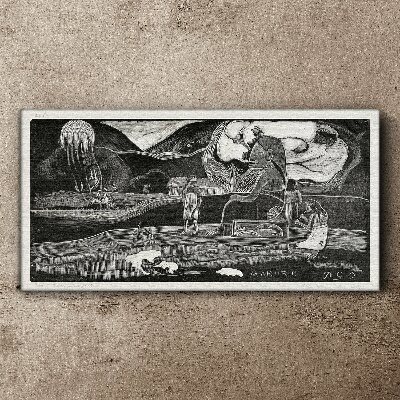 Landscape with figure and nature Canvas wall art