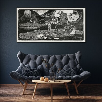 Landscape with figure and nature Canvas wall art