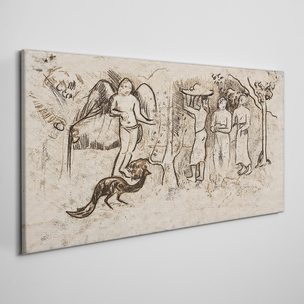 Mythological scenes with angel and animals Print on canvas