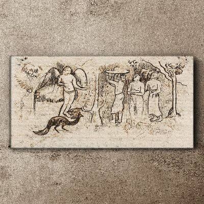 Mythological scenes with angel and animals Print on canvas