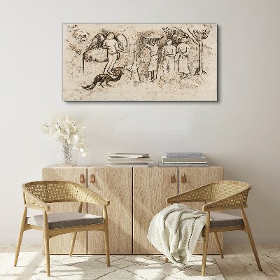 Mythological scenes with angel and animals Print on canvas