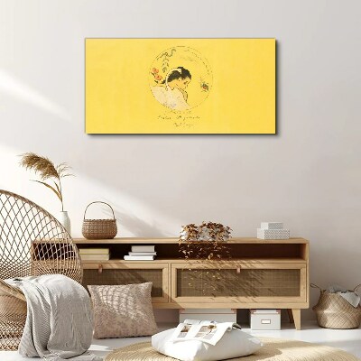 Portrait of a woman in a yellow background Print on canvas