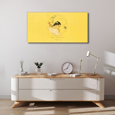 Portrait of a woman in a yellow background Print on canvas