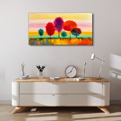 Colorful landscape with trees Print on canvas