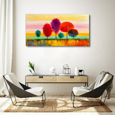 Colorful landscape with trees Print on canvas